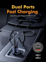 GRIFEMA Car Charger 30W, Dual Port Cigarette Lighter USB Charger with 30W PD USB-C and 18W QC 3.0 USB-A, Fast Car Charger for iPhone 16 15 14 13 Pro, Samsung Galaxy, iPad, Aluminium Housing - Image 3