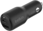Belkin BoostCharge Dual Car Charger 42W w/Fast Charge USB-C 30W PPS & 12W USB-A Ports for Apple iPhone 16/16 Pro/16 Plus/16 Pro Max, iPhone 15, 14, 13, 12 Series, Samsung Galaxy S24, & More - Black