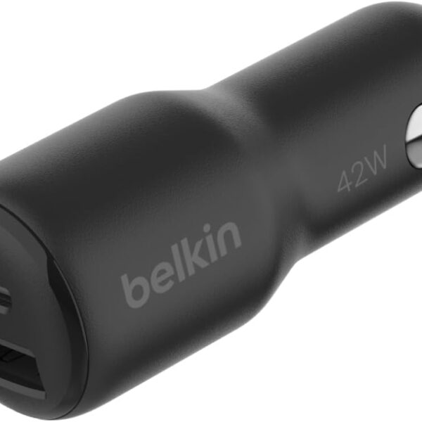 Belkin BoostCharge Dual Car Charger 42W w/Fast Charge USB-C 30W PPS & 12W USB-A Ports for Apple iPhone 16/16 Pro/16 Plus/16 Pro Max, iPhone 15, 14, 13, 12 Series, Samsung Galaxy S24, & More - Black