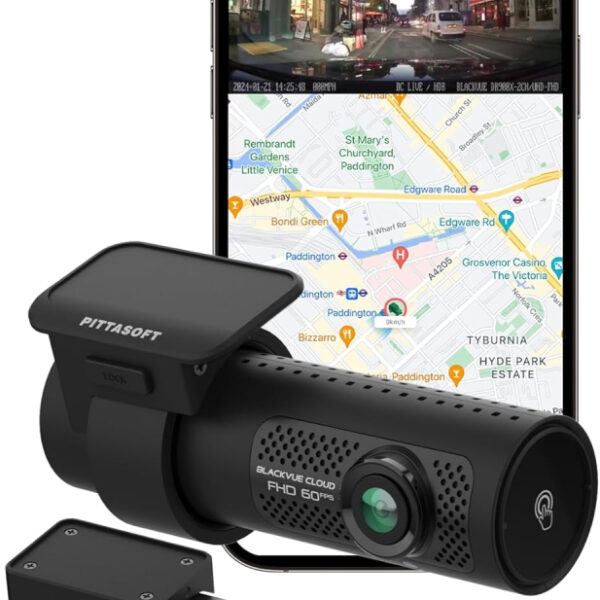 BlackVue DR770X-2CH Dash Cam UK Edition - Dual 1080p Full HD Front & Rear Cameras, Sony STARVIS Sensors, GPS, Wi-Fi, Bluetooth, 64GB SD Card, Parking Mode, 4G LTE Ready, Black
