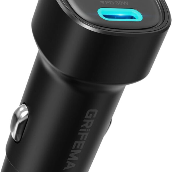 GRIFEMA Car Charger 48W, Dual Port Cigarette Lighter USB Charger with 30W PD and 18W QC 3.0 USB-A, Fast Charger for iPhone 16 15 14 13 12 11 Pro Max, Samsung Galaxy S25 S24 Ultra, iPad