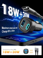 GRIFEMA Car Charger 48W, Dual Port Cigarette Lighter USB Charger with 30W PD and 18W QC 3.0 USB-A, Fast Charger for iPhone 16 15 14 13 12 11 Pro Max, Samsung Galaxy S25 S24 Ultra, iPad - Image 4