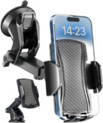 Hoppac Phone Holder for Cars, Ultra Strong Suction Car Phone Mount Cradle for Dashboard Windscreen, 360° Rotation & One Button Release, for iPhone Smartphone 4.0''-7.0''
