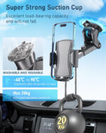 Hoppac Phone Holder for Cars, Ultra Strong Suction Car Phone Mount Cradle for Dashboard Windscreen, 360° Rotation & One Button Release, for iPhone Smartphone 4.0''-7.0'' - Image 2