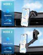 Hoppac Phone Holder for Cars, Ultra Strong Suction Car Phone Mount Cradle for Dashboard Windscreen, 360° Rotation & One Button Release, for iPhone Smartphone 4.0''-7.0'' - Image 3