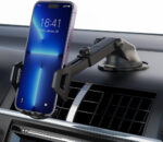 GRIFEMA Car Phone Holder with Suction Cup and Vent Clip for Dashboard Windscreen and Air Vent, Secure Mount with Adjustable Arm and 360° Rotation, One Touch Release, Fits Phones 4.7 to 7.2 Inches - Image 2