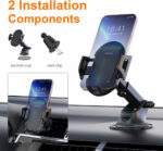 GRIFEMA Car Phone Holder with Suction Cup and Vent Clip for Dashboard Windscreen and Air Vent, Secure Mount with Adjustable Arm and 360° Rotation, One Touch Release, Fits Phones 4.7 to 7.2 Inches - Image 3