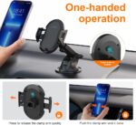 GRIFEMA Car Phone Holder with Suction Cup and Vent Clip for Dashboard Windscreen and Air Vent, Secure Mount with Adjustable Arm and 360° Rotation, One Touch Release, Fits Phones 4.7 to 7.2 Inches - Image 4