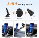 GRIFEMA Car Phone Holder with Suction Cup and Vent Clip for Dashboard Windscreen and Air Vent, Secure Mount with Adjustable Arm and 360° Rotation, One Touch Release, Fits Phones 4.7 to 7.2 Inches - Image 5