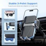 Brencco Car Phone Holder Air Vent, 360° Rotation Car Phone Holder Hook Clip & Legs Double Support One Button Release Phone Holder for Cars Vent for iPhone, Galaxy, All 4.0''-7.0'' Smartphones - Image 3