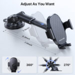 Miracase Universal Car Phone Holder 2025 – Upgraded Strong Suction Cup, 360° Rotatable Mobile Phone Mount for Dashboard, Windshield & Air Vent, Fits All 4.5"-7" Mobile Phone - Image 4