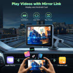 Wireless Car Stereo for Apple Carplay with Rear Camera,7" Portable Touch Screen Android Auto for Cars,Car Radio Receiver with Bluetooth, FM, AUX,Voice Assistant, Map Navigation - Image 5