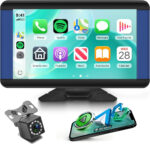 Portable Car Stereo with Wireless Carplay Android Auto, Rimoody 10.26 inch Touchscreen Portable Car Play Screen with Siri Transmission Bluetooth Rear Backup Camera Voice Control TF Card 9V-36V - Image 2