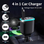 Retractable Car Charger Adapter USB C 4 in 1, 78W Car Cigarette Lighter Phone Charger with Retractable Cables,USB C Socket Compatible with iPhone, Android, Samsung Galaxy - Image 2