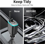 Retractable Car Charger Adapter USB C 4 in 1, 78W Car Cigarette Lighter Phone Charger with Retractable Cables,USB C Socket Compatible with iPhone, Android, Samsung Galaxy - Image 5