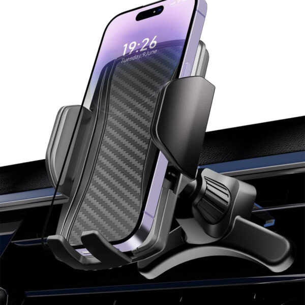 Hoppac Car Phone Holder, Air Vent Car Phone Mount Cradle, Upgrade Steel Hook & 360° Rotation & One Button Release, for Mobile Phone iPhone Max Android 4-7''