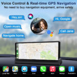 Apple Carplay Screen 10.26 inch Wireless Car Play Android Auto Car Screen 2.5K Dash Cam Dual Camera Dual Bluetooth Mirror Link Voice Control Map Navigation with Waterproof Rear Camera 64G Card - Image 2