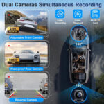 Apple Carplay Screen 10.26 inch Wireless Car Play Android Auto Car Screen 2.5K Dash Cam Dual Camera Dual Bluetooth Mirror Link Voice Control Map Navigation with Waterproof Rear Camera 64G Card - Image 4