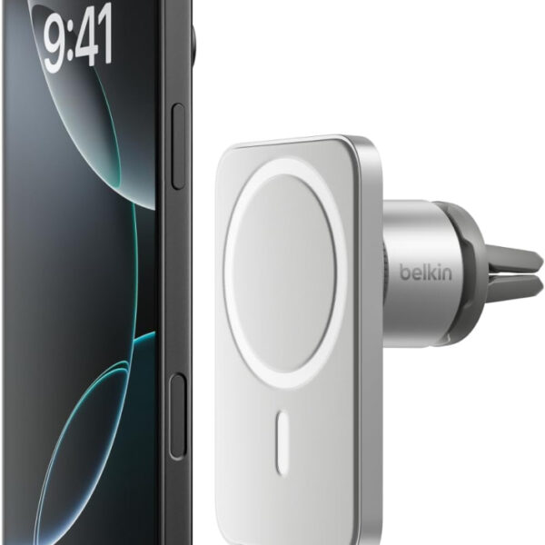 Belkin MagSafe Vent Mount Pro - for Car, Magnetic Phone Holder Compatible with iPhone 16, 15, 14, 13, & 12 Series - Grey