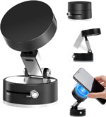 Vacuum Magnetic Suction Phone Holder, 360° Rotatable Suction Cup Phone Mount Retractable Folding Mobile Phone Stand Magnetic Cell Phone Holder for Smooth Surface Car Smart Automatic (D)