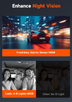 4K Dash Cam WiFi 3 Channel Dash Cam Front and Rear Inside 4K+1080P+1080P, Dashcam with 1.97” Display, 32GB Card, Triple Car Camera with App, Night Vision, 24H Parking Mode, G-Sensor, Loop Recording - Image 3