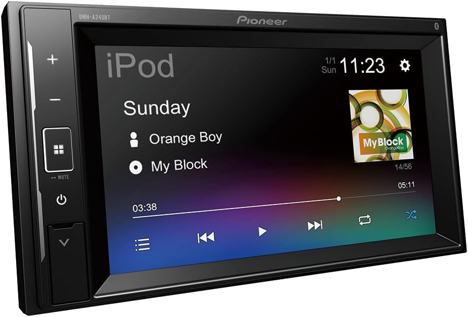 Pioneer DMH-A240BT Mechafree Touchscreen Multimedia Player with Smartphone Mirroring, Bluetooth, 13-band GEQ, Advanced Audio Features and Premium Audio Quality, Black, 6.2”