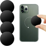 4 PCS Thin Metal Plates Replacement Mount Plate Kits with Strong Adhesive,Metal Plates for Mobile Magnetic,Phone Car Holder Compatible with Magnetic Car Mount etc(Black)