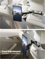 Lamicall Car Headrest Tablet Mount - [Aluminium Arm] 2025 Adjustable Car Tablet Holder, 360° Rotating Backseat Mount for Kids, for 2024 iPad Pro 13, Air 6, Mini, Tab, Phones, 4.7-13” Device - Black - Image 3