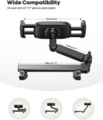 Lamicall Car Headrest Tablet Mount - [Aluminium Arm] 2025 Adjustable Car Tablet Holder, 360° Rotating Backseat Mount for Kids, for 2024 iPad Pro 13, Air 6, Mini, Tab, Phones, 4.7-13” Device - Black - Image 5