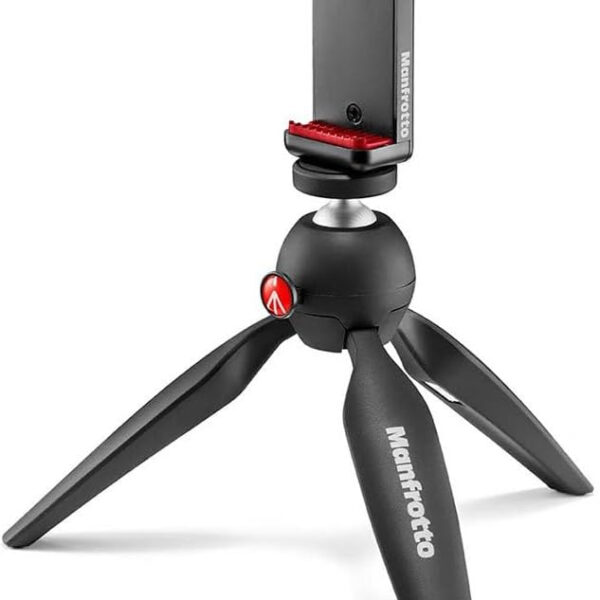 Manfrotto MKPIXICLMII-BK, Mini Tripod with Universal Smartphone Clamp, Made in Italy, for iPhone with or without Case, CSC, Vlogging, Videography, Black