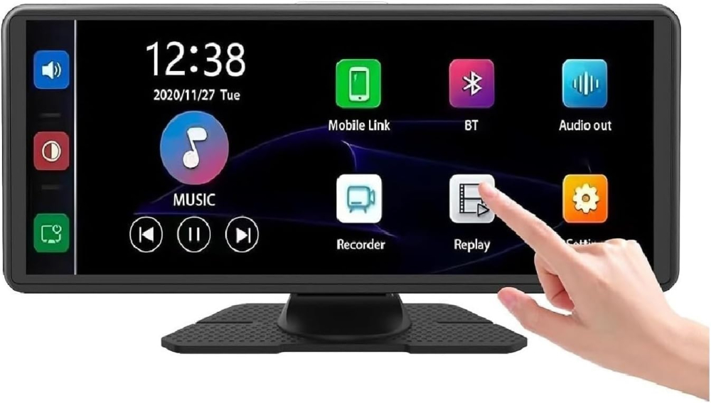 Wireless CarPlay and Android Auto 10.26", IPS Full Touchscreen Car Audio Receiver with 64GB SD Card,4K Front+1080P Rear Camera,Voice Control,Mirror Link, Bluetooth and Reverse Assist Functio