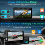 Portable Carplay Screen, Carpuride V3R Wireless Airplay&Android Auto, 7 Inch 1080P HD Touch Screen with Real 720P Backup Camera/BT 5.0/Mirror Link/USB Playback/Noise Reduction Chip AUX - Image 5