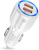 USB Car Adaptor, 2 Port USB 3.0 Car Cigarette Lighter Phone Charger 30W 5A Fast Charging Compatible with iPhone Samsung Galaxy iPad Huawei - BK-348, Black - Image 2