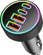 90W 4-Port USB C Car Charger + Type-C Cable for iPhone 17/Air/16/16e/15 Pro Max, Samsung Galaxy S25/S24, iPad, Android Phone, Dual 45W Super Fast Car Cigarette Lighter USB Charger Adapter 12V Socket - Image 2