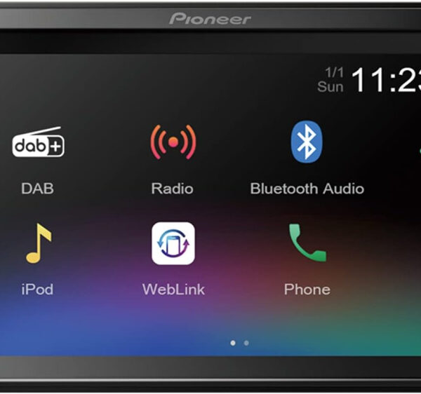 Pioneer DMH-A240DAB Mechafree 6.2” touchscreen multimedia player with Smartphone Mirroring. Bluetooth, DAB/DAB+ Digital Radio, 13-band GEQ.