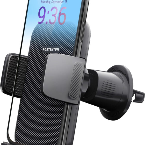 PORTENTUM Car Phone Holder, Air Vent Car Phone Mount Cradle 360° Rotation - Upgraded Hook Clip and One Button Release Function - Super Stable Phone Holder Compatible with 4.0 to 7 inches Phones