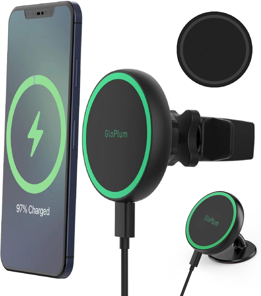 15W Wireless Car Charger, Fast Charging, Compatible with magsafe car mount Magnetic/Magnet Fast Charging Compatible With iPhone 14/13/ iPhone 12/12 Mini/12 Pro/12 Pro Max