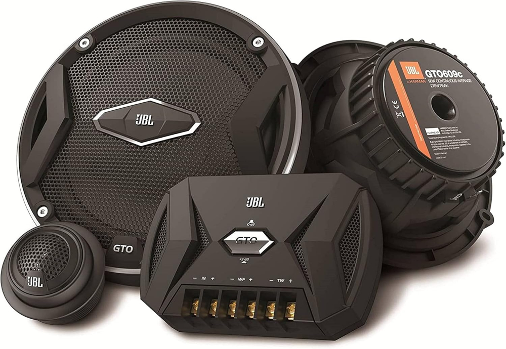 JBL Car GTO 609C 6.5 Inch 2-Way Component Speaker System Including x2 Midrange Speakers and x2 Tweeters - Black