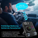 GizmoVine Bluetooth FM Transmitter, Cigarette Lighter PD 30W Car Fast Charger, Blootooth 5.3 Radio Adapter with BASS and TRE, Support Hands Free/USB Music Player - Image 2