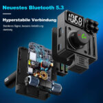 GizmoVine Bluetooth FM Transmitter, Cigarette Lighter PD 30W Car Fast Charger, Blootooth 5.3 Radio Adapter with BASS and TRE, Support Hands Free/USB Music Player - Image 5