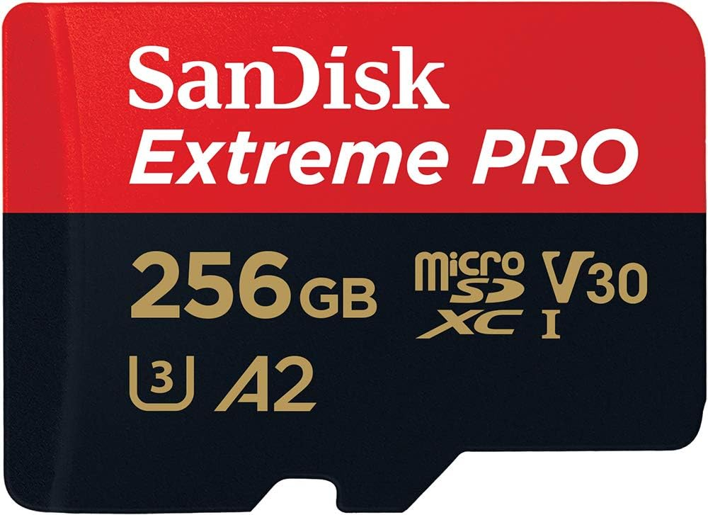 SanDisk 256GB Extreme PRO micro SD card + SD adapter, (For Smartphones, Action Cams, Drones, Speeds up to 200 MB/s) A2 App Performance + RescuePro Deluxe UHS-I, Class 10, U3,