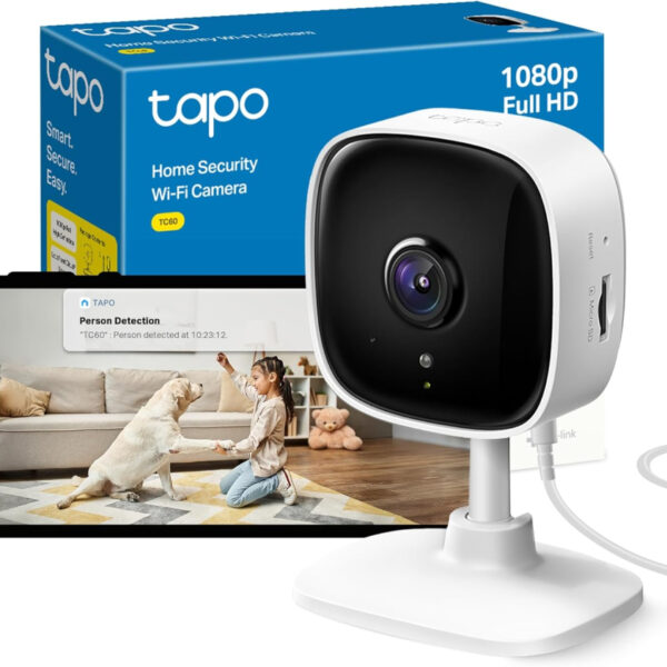 Tapo TC60 Indoor Camera House Security Camera, WiFi Camera, No Monthly Fee, AI Detection, Dog Puppy Camera, Baby Camera Monitor, CCTV, 2-way Talk, Advanced Night Vision, Works with Alexa & Google