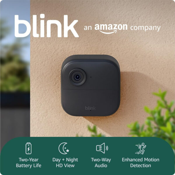 Blink Outdoor 4 camera (newest gen) – Wireless HD smart security camera, two-year battery life, enhanced motion detection, works with Alexa - Add-on camera only - IP65
