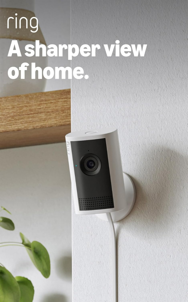 Ring Indoor Camera Plus (newest gen)| Plug-In Security Camera | Retinal 2K, 4x Enhanced Zoom, Low-Light Sight, Manual Lens Cover | 30-day free trial of Ring Subscription Plan
