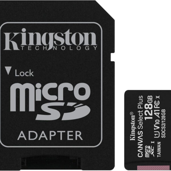 Kingston Canvas Select Plus microSD Card SDCS2/128 GB Class 10 (SD Adapter Included)