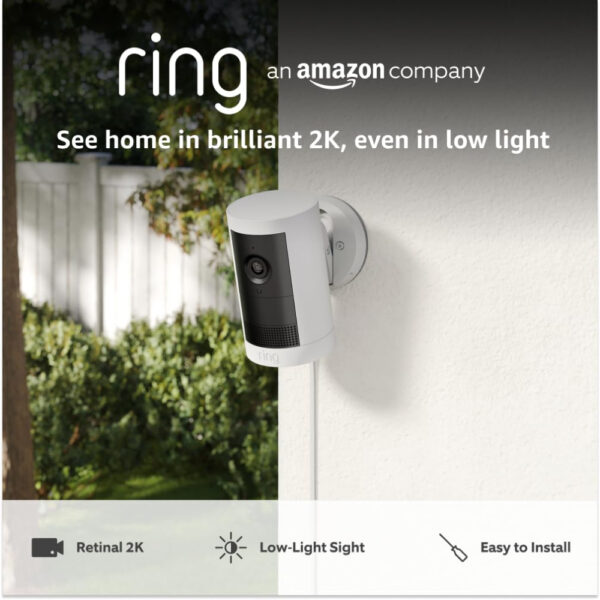 Ring Outdoor Camera Plus (newest gen) Plug-in | Wide-Angle 2K Video with Ring Vision I DIY Wireless Outdoor Security Camera | alternative to CCTV system I 30-day free trial of Ring Subscription Plan