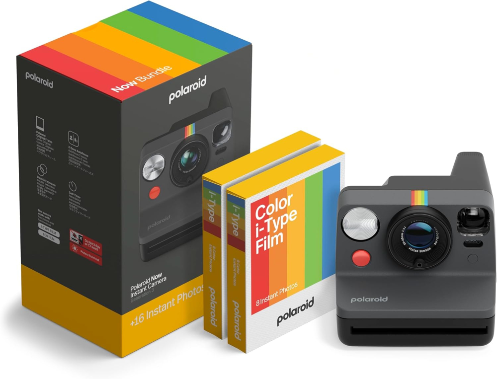Polaroid - NOW Gen3 - Instant Camera - Camera + Color Film Bundle (16 photos) Black (6560)