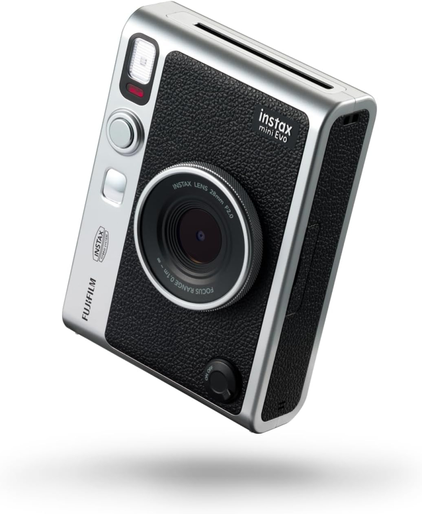 Instax mini EVO 2-in-1 photo camera and printer with a 2.7 inch LCD screen, 10 Lens and 10 film effects, mini film format, BLACK. Make and create stunning instant photos
