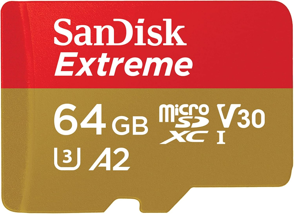 SanDisk 64GB Extreme microSDXC card +SD adapter, microSD card for smartphones, action cameras, drones, V30, up to 170 MB/s, SanDisk QuickFlow Technology, RescuePro Deluxe, UHS-I, 4k, V30, A2, C10, U3