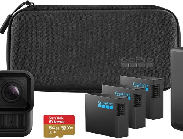 GoPro HERO13 Black Extended Power Bundle - Includes Dual Battery Charger, 3 Enduro Batteries, 64GB microSD Card, Curved Adhesive Mount, and Camera Case